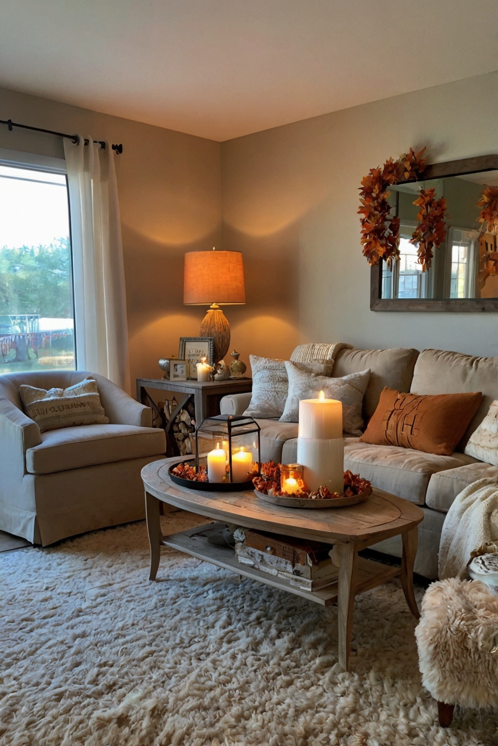 Fall decor, living room makeover, interior design, home renovation, seasonal decorations